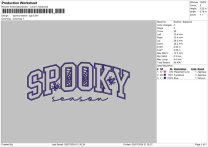 Spooky Season App Embroidery File 6 sizes