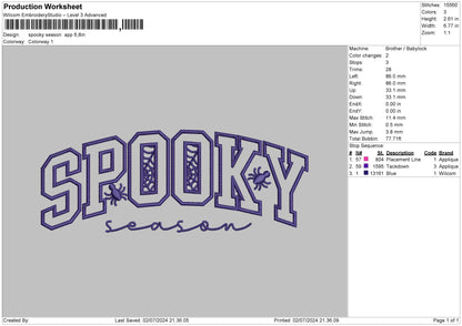 Spooky Season App Embroidery File 6 sizes