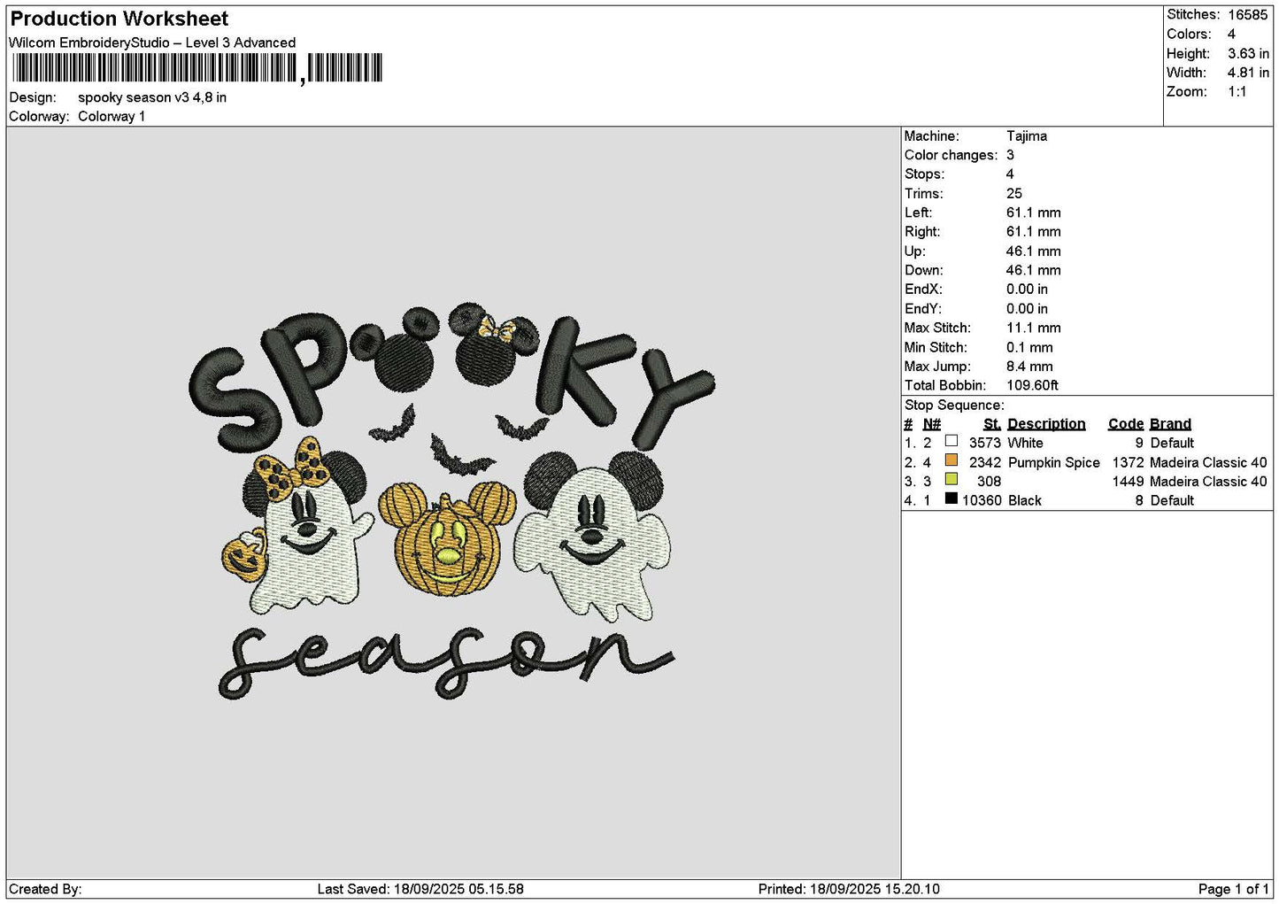 Spookytext V3 1809 Embroidery File 6 sizes