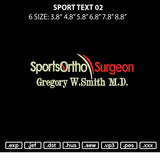 Sport Text 02 Embroidery File 6 sizes