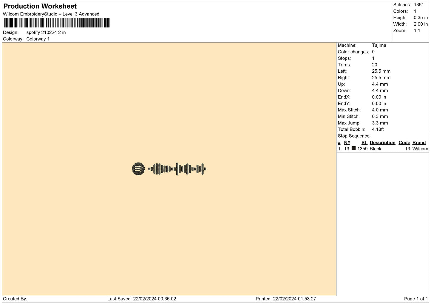 Spotify2102 Embroidery File 6 sizes