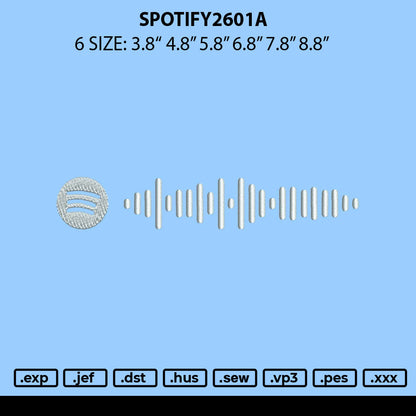 Spotify 2601a Embroidery File 6 sizes