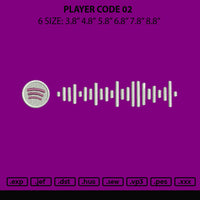 Player Code 02 Embroidery File 6 sizes