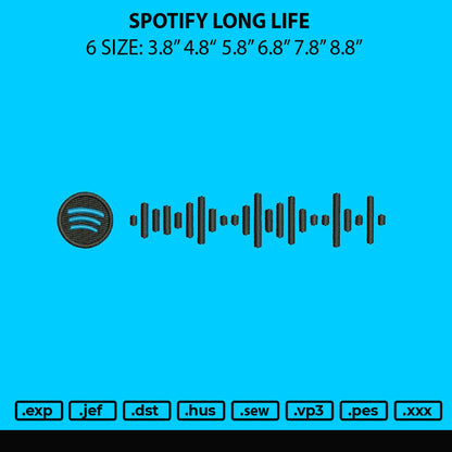 Spotify Long Life Embroidery File 6 sizes