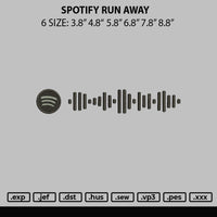 Spotify Run Away Embroidery File 6 sizes