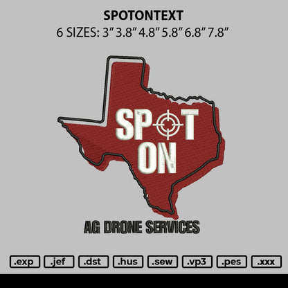 Spotontext Embroidery File 6 sizes