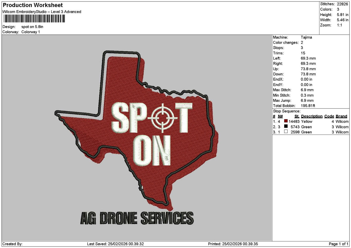 Spotontext Embroidery File 6 sizes