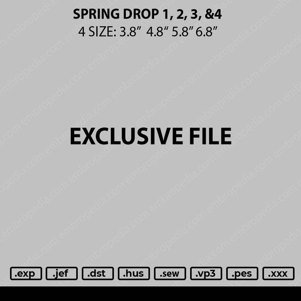 Spring Drop 1, 2, 3, & 4 Embroidery File 4 size