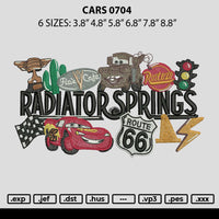 Cars 0704 Embroidery File 6 sizes