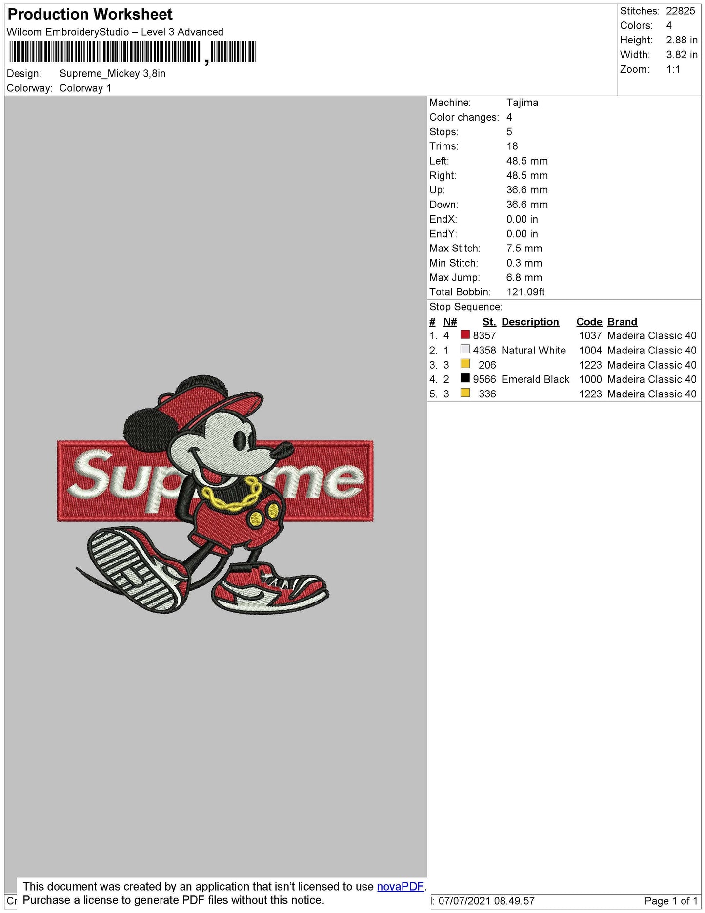 Supreme Mickey Embroidery File 4 size