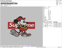 Supreme Mickey Embroidery File 4 size