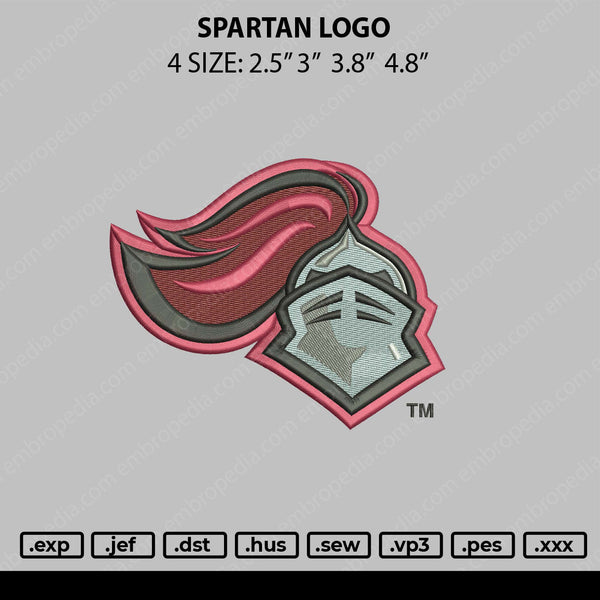 Spartan Logo Embroidery File 4 size