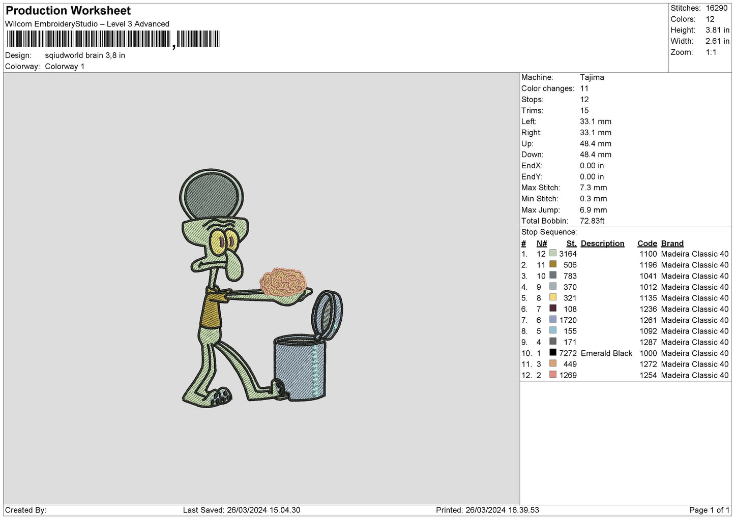 Squid Brain Embroidery File 6 sizes