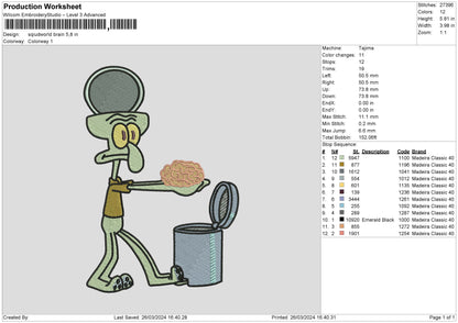 Squid Brain Embroidery File 6 sizes