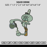 Squid Drink Embroidery File 6 sizes