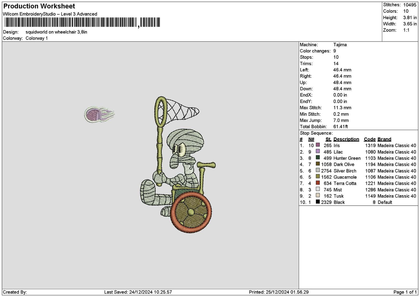 Squid 2512 Embroidery File 6 sizes