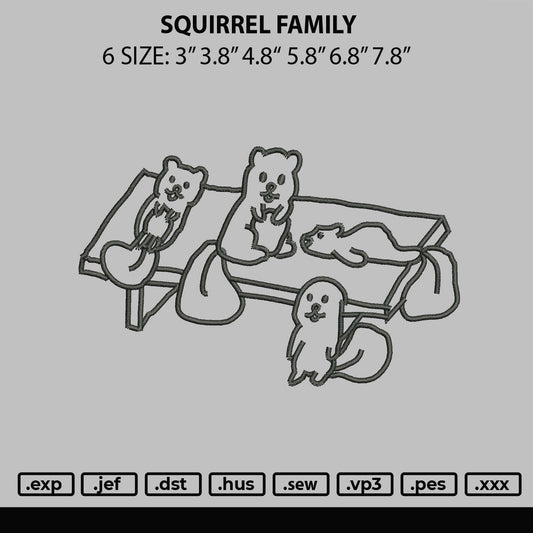 Squirrel Family Embroidery File 6 sizes