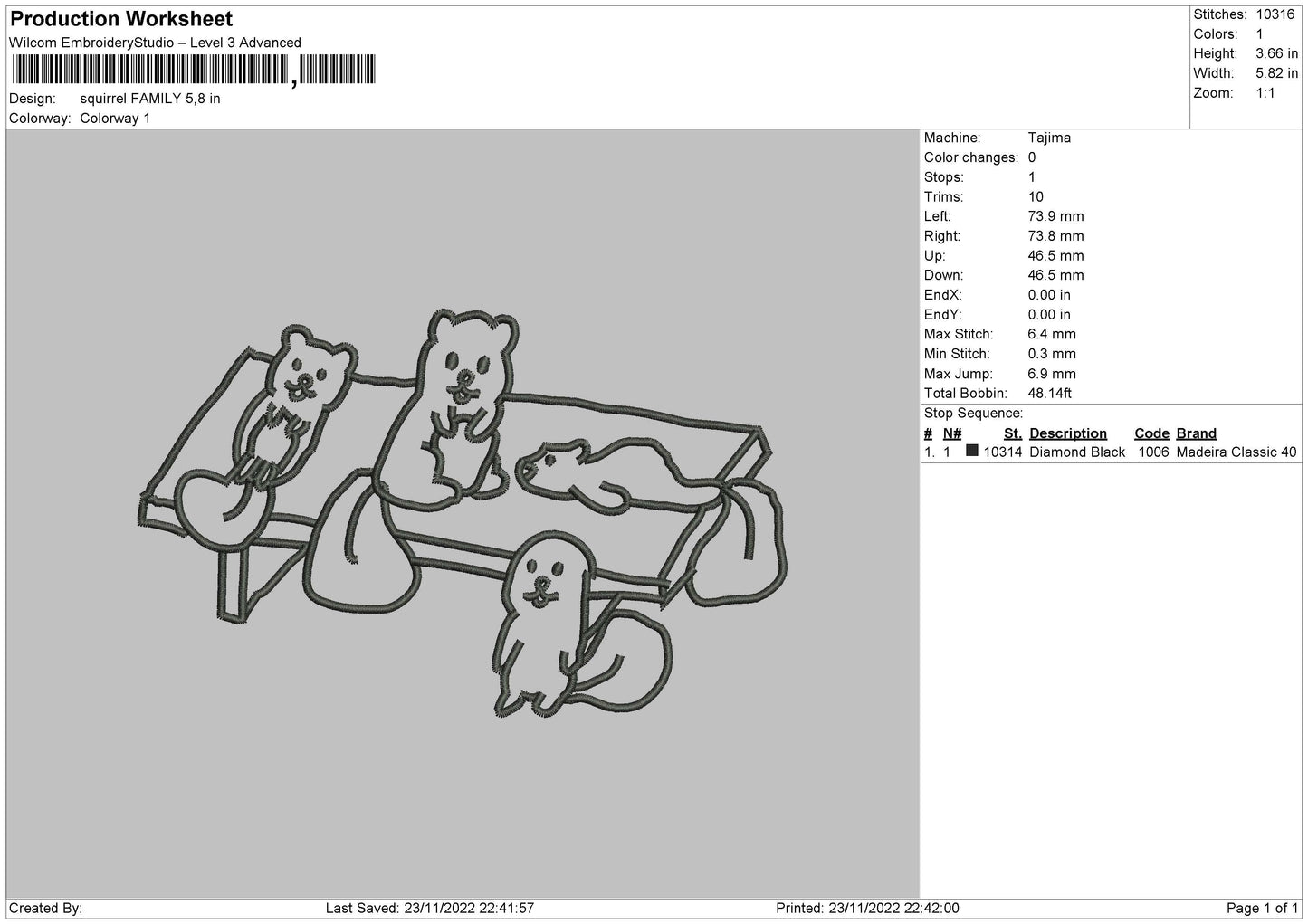 Squirrel Family Embroidery File 6 sizes