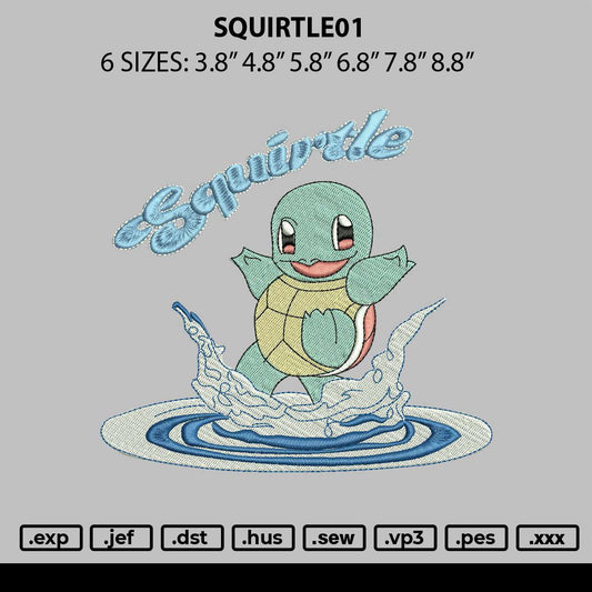 Squirtle01 Embroidery File 6 sizes