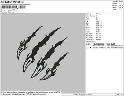 Scartch Embroidery File 4 size