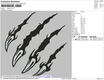 Scartch Embroidery File 4 size