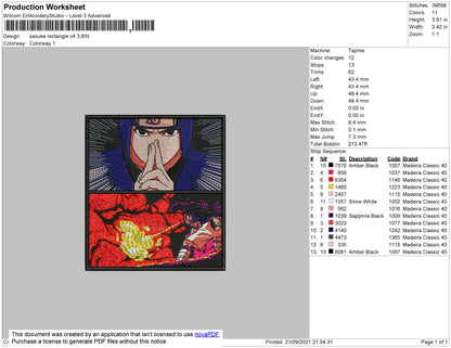 Sasuke Rectangle V4 Embroidery File 4 size