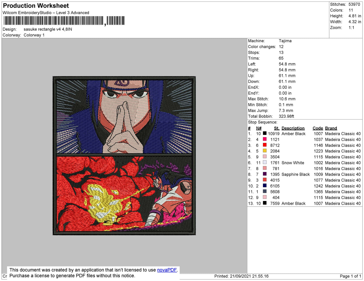 Sasuke Rectangle V4 Embroidery File 4 size