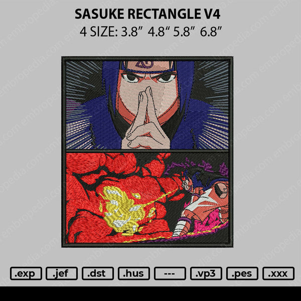 Sasuke Rectangle V4 Embroidery File 4 size