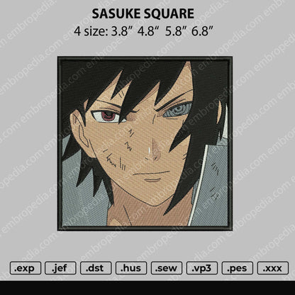 Sasuke Square Embroidery File 4 size
