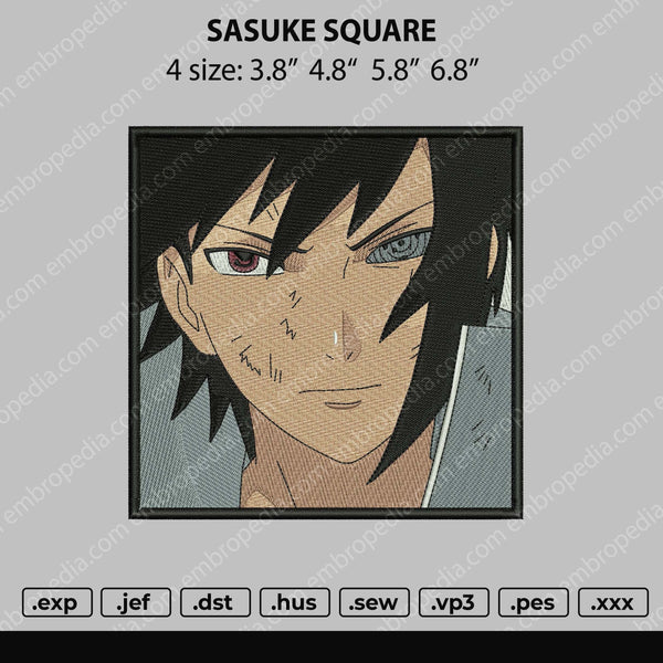 Sasuke Square Embroidery File 4 size