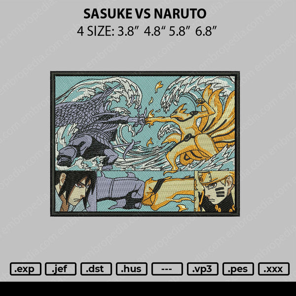 Sasuke Vs Naruto Embroidery File 4 size