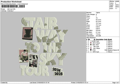 Stairtext Embroidery File 6 sizes