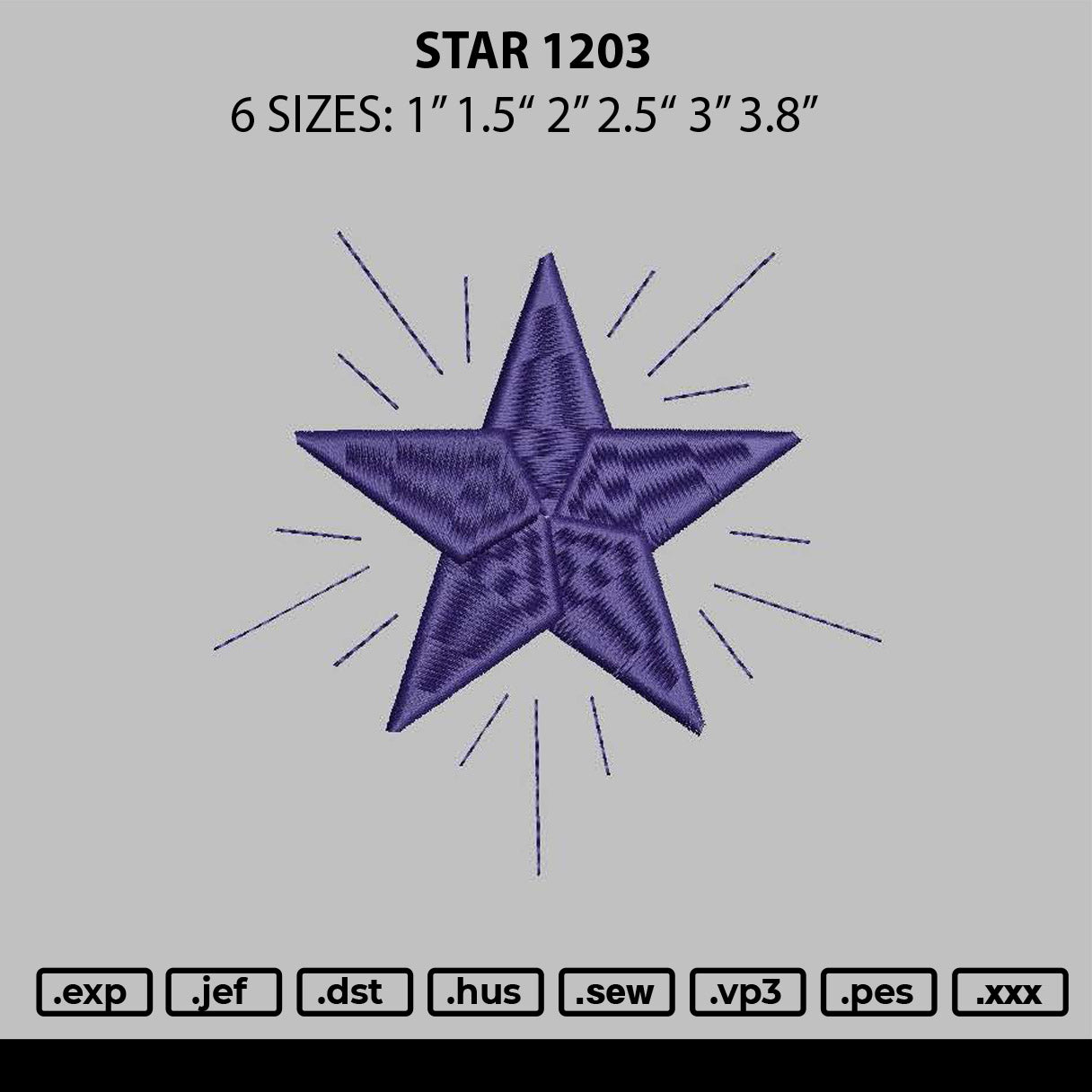Star 1203 Embroidery File 6 sizes