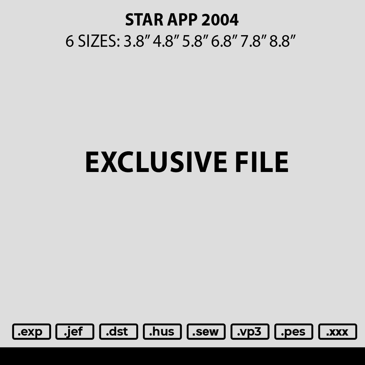 Star App 2004 Embroidery File 6 sizes