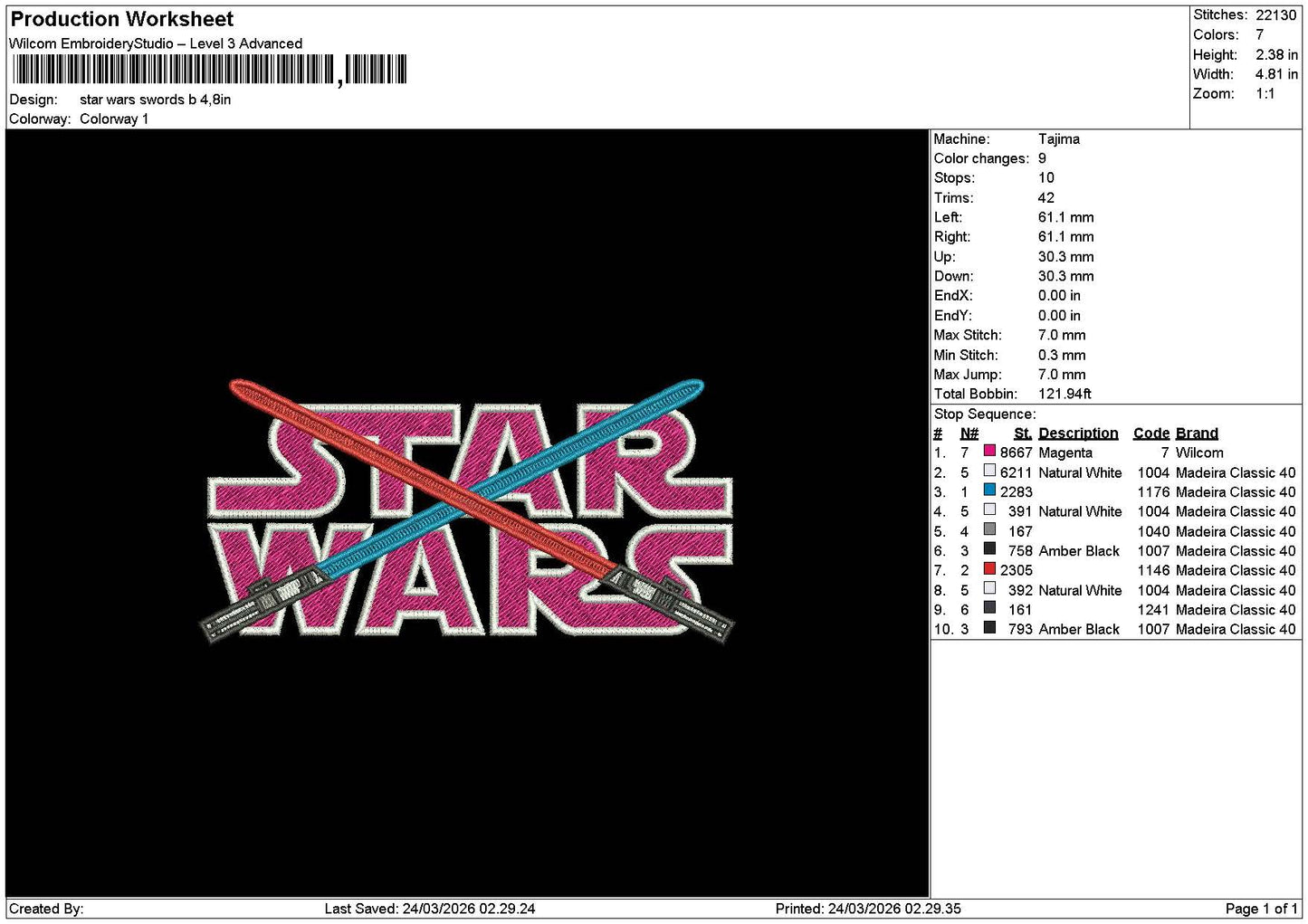 Star Text 2203 Embroidery 2 File 6 sizes