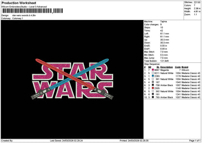 Star Text 2203 Embroidery 2 File 6 sizes