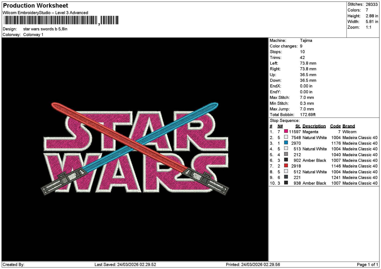 Star Text 2203 Embroidery 2 File 6 sizes