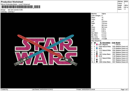 Star Text 2203 Embroidery 2 File 6 sizes