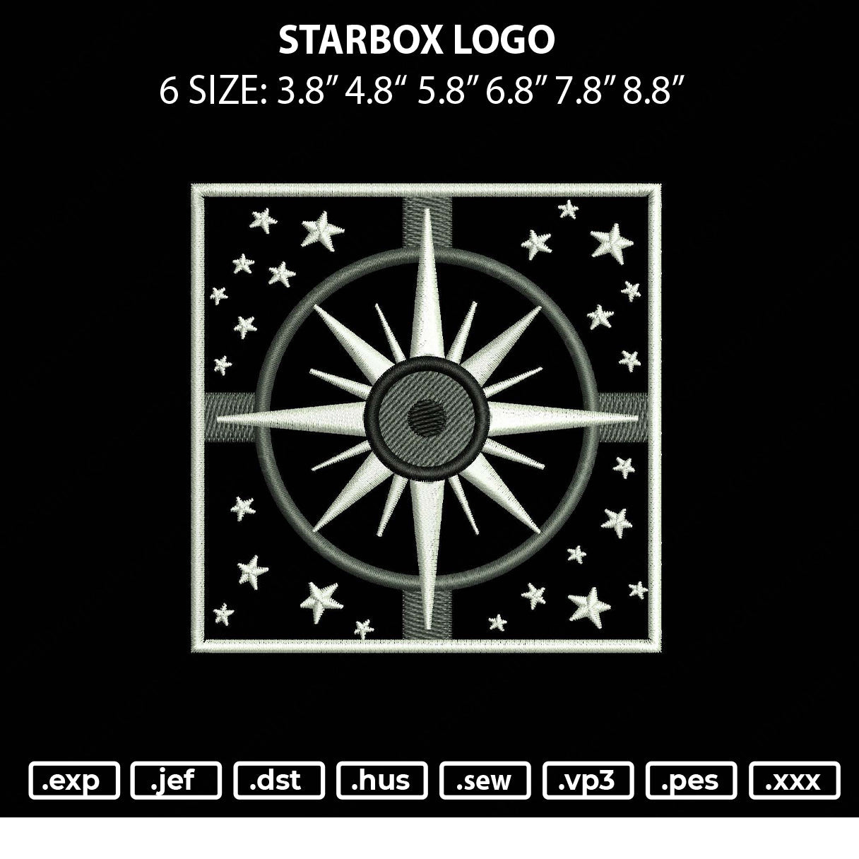 Starbox Logo Embroidery File 6 sizes