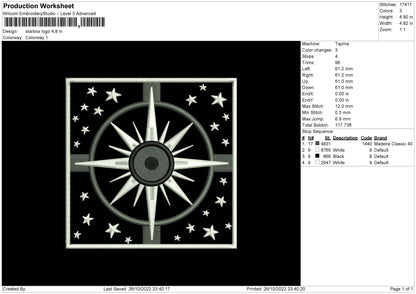 Starbox Logo Embroidery File 6 sizes