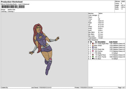 Woman Hero 1702 Embroidery File 6 sizes