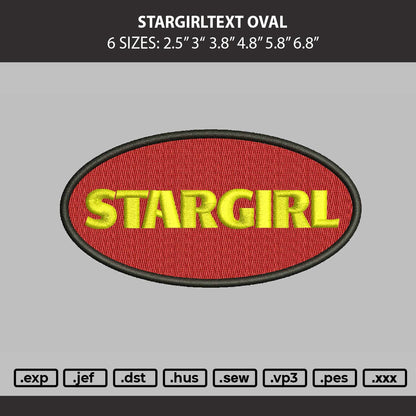 Stargirltext Oval Embroidery Machine Design File 6 sizes