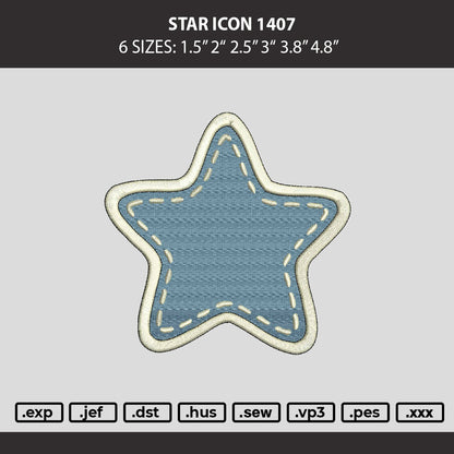 Star Icon Embroidery Machine Design File 6 sizes