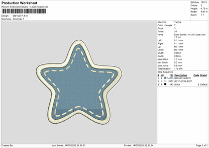 Star Icon Embroidery Machine Design File 6 sizes