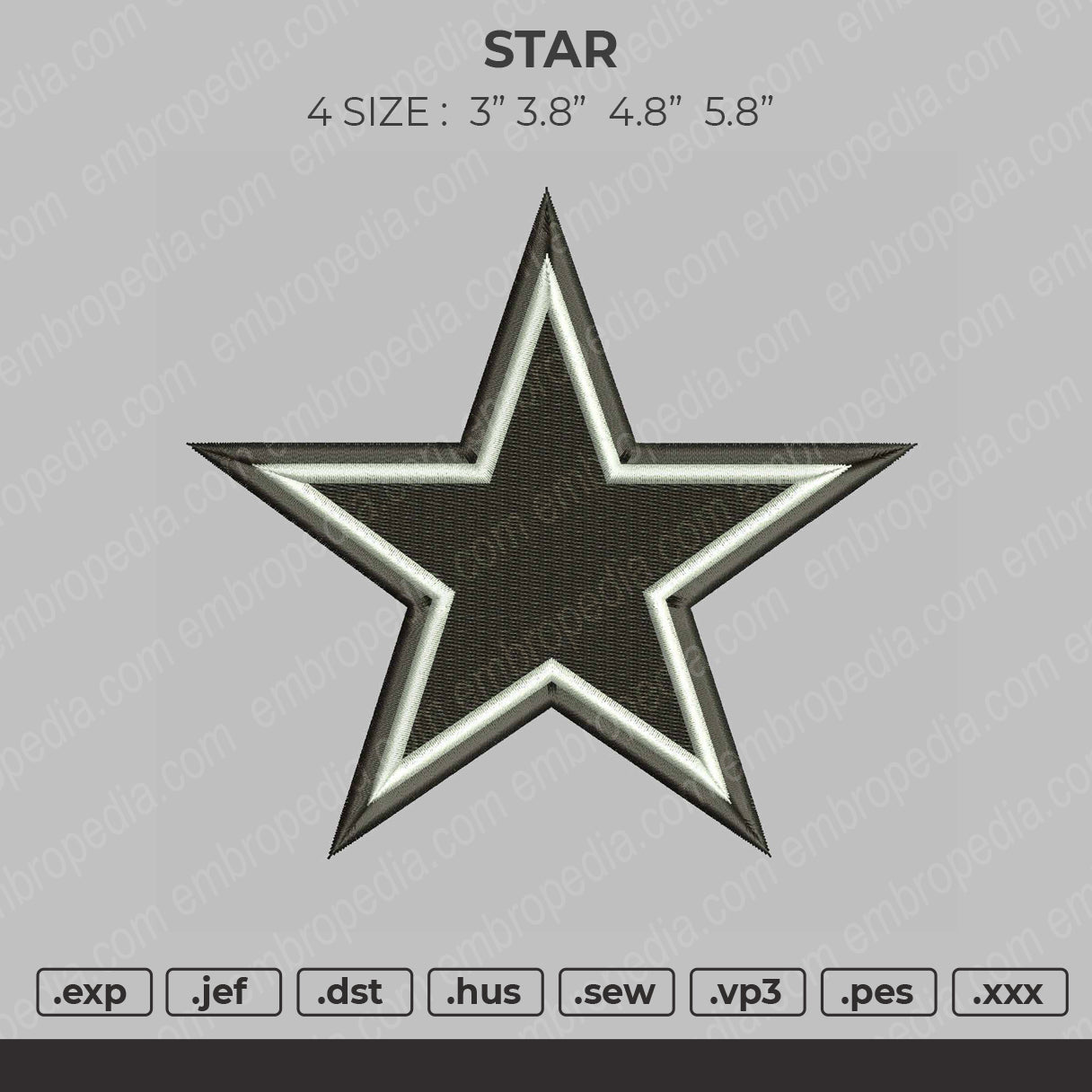 Star Embroidery File 4 size