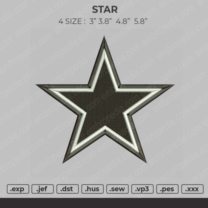 Star Embroidery File 4 size
