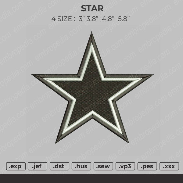 Star Embroidery File 4 size