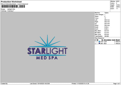Starlighttext Embroidery File 6 sizes