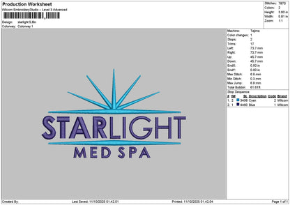 Starlighttext Embroidery File 6 sizes
