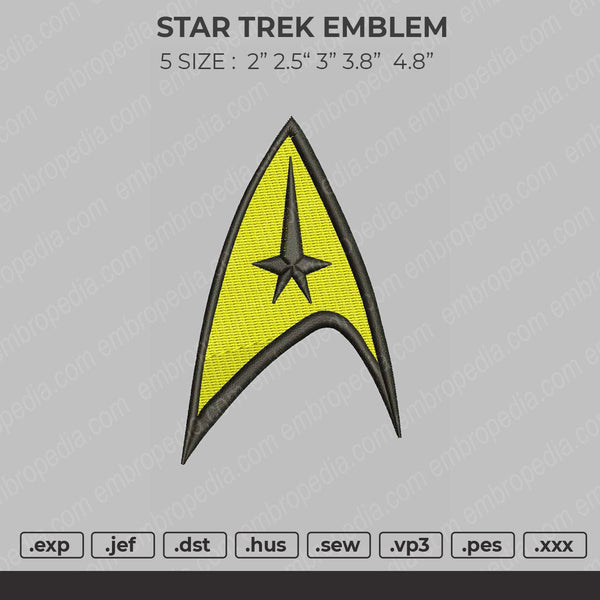 Star Trek Emblem Embroidery File 5 size